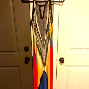 WALLIS BRAND tribal print halter maxi dress